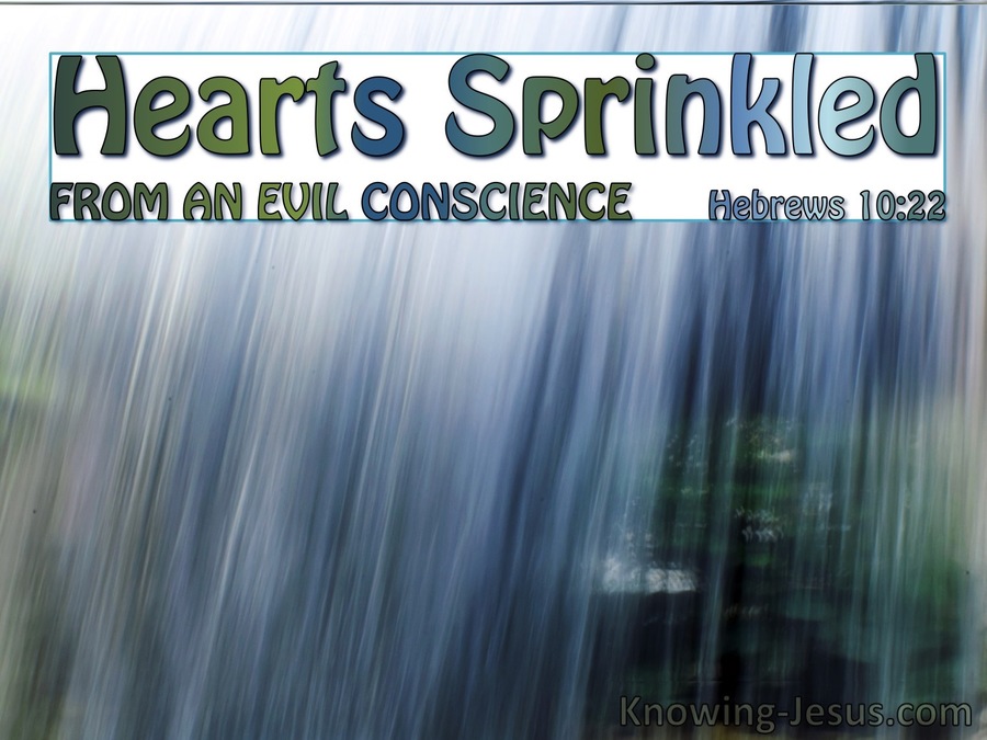Hebrews 10:22 Hearts Sprinkled From An Evil Conscience (aqua)